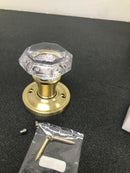 Baldwin HDCRYTRR044 Crystal Non-Turning One-Sided Dummy Door Knob with Round Rose - Lifetime Satin Brass