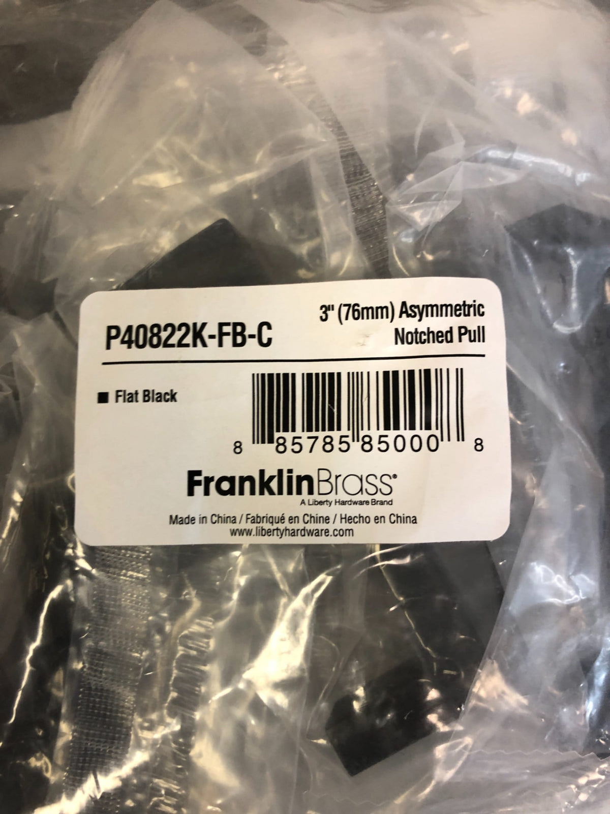 Franklin Brass Asymmetric Notched 3 Inch Center to Center Handle Cabinet Pull - Pack of 10 - Matte Black