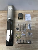 Baldwin FDSANxCONCQE055 Santa Cruz Full Dummy Full Plate Handleset with Non-Turning Dummy Interior Contemporary Knob - Lifetime Polished Nickel