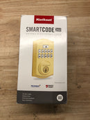 Kwikset 9260TRLL03SMTRB Smartcode 260 Traditional Polished Brass Keypad Single Cylinder Electronic Deadbolt featuring SmartKey Security