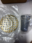 Infinity Drain RQD 5-2A PG 5" Round RQD 5 Center Drain Complete Kit with Squares Pattern Decorative Plate with ABS Drain Body, 2" Outlet - Polished Gold