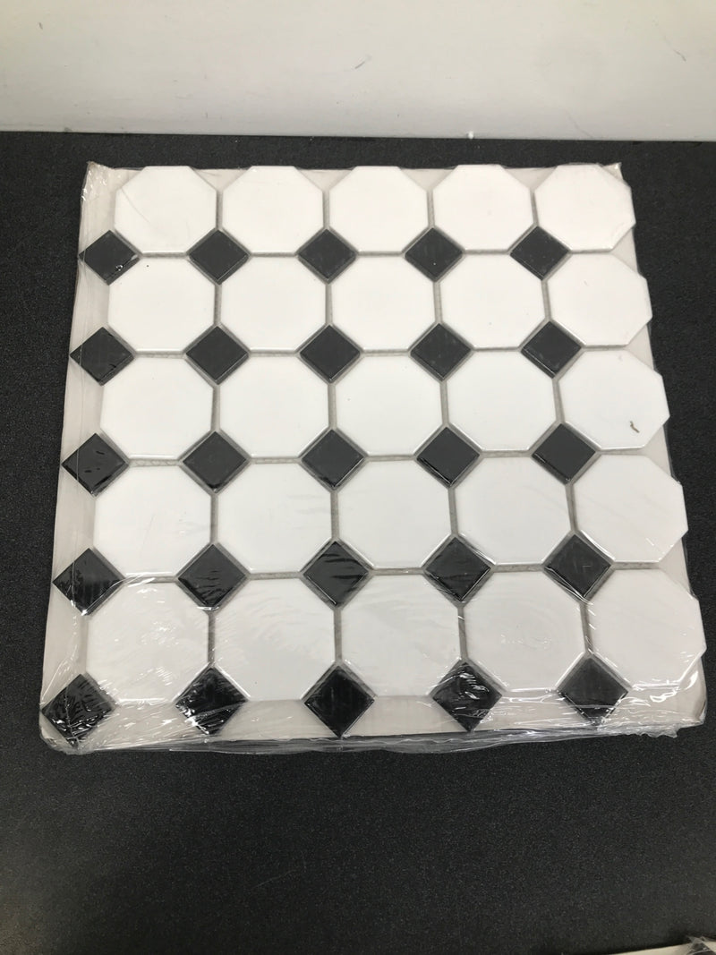 MSI SMOT-PT-RETBIA-2OCTG 12" x 12" Octagon Dot-Mounted Mosaic Walls Tile - Glossy Marble Visual - Sold by Carton (14.1 SF/Carton) - Retro Bianco