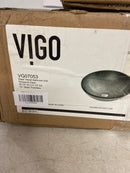 Vigo VGT1061 Giovanni 17" Circular Glass Vessel Bathroom Sink with 1.2 GPM Waterfall 11" H Deck Mounted Bathroom Faucet and Pop-Up Drain Assembly - PVD Brushed Nickel