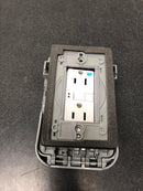 Commercial electric WCWL1PG-D 1-Gang Extra Duty Non-Metallic Low Profile While-In-Use Weatherproof Horizontal/Vertical Receptacle Cover and GFCI, Gray