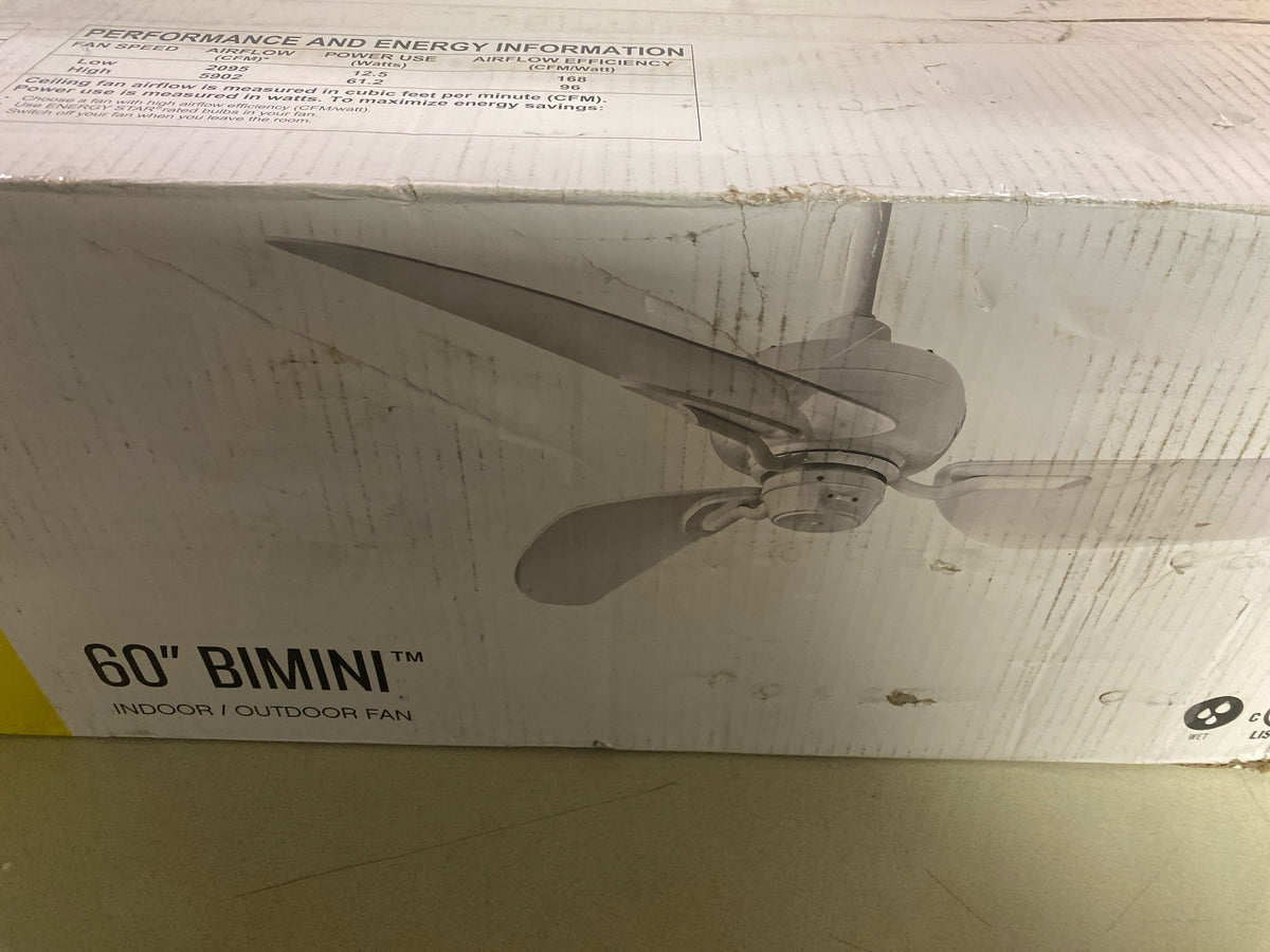 Hinkley Lighting 900260FBN-NWA Bimini 60" 3 Blade Smart Indoor / Outdoor Ceiling Fan with HIRO Control - Brushed Nickel