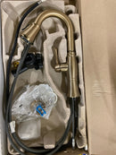 Delta Cassidy Brushed Gold Bar Faucet with Pull Down Sprayer, Modern Single Hole Prep Sink Faucet, Single Handle, Lumicoat Champagne Bronze 9997-CZ-PR-DST