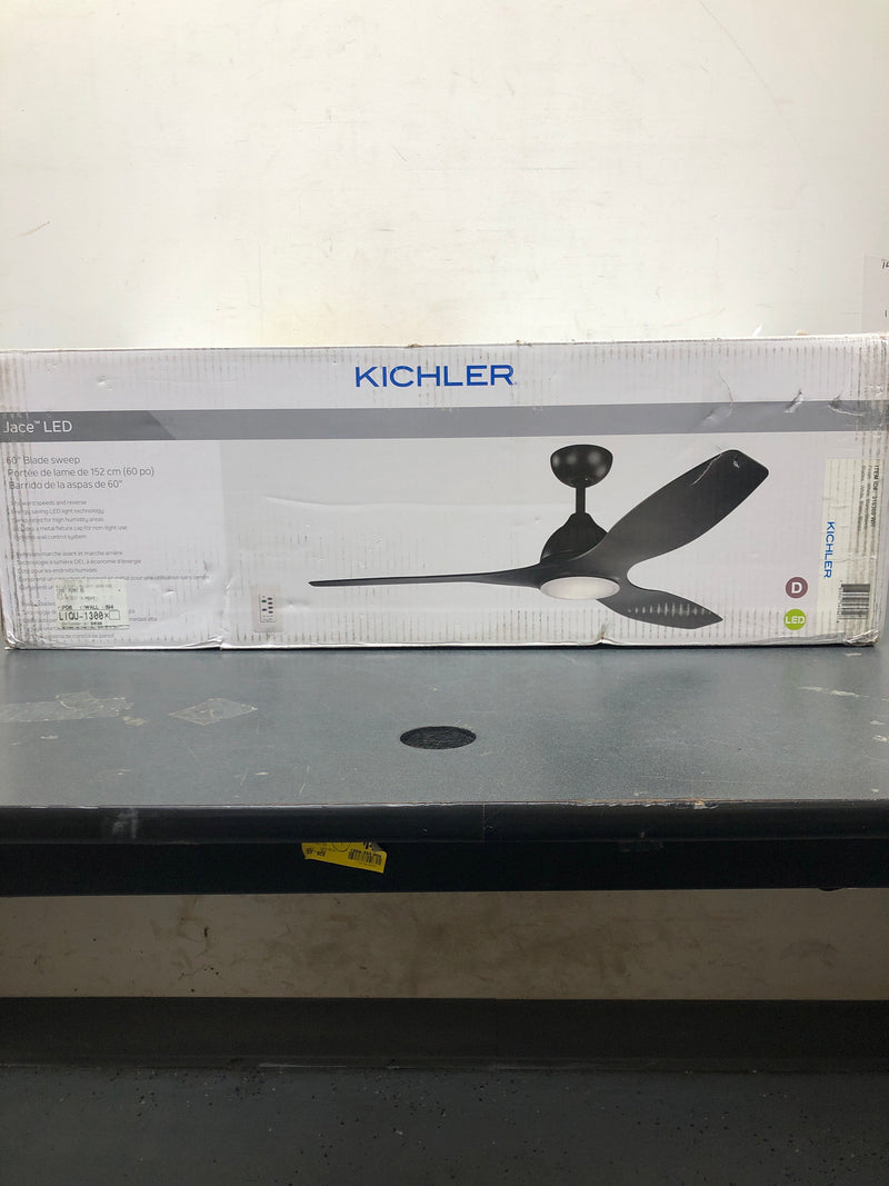 Kichler 310360WH Jace 60" 3 Blade Indoor Ceiling Fan with Blades, LED Light Kit and Wall Control - White