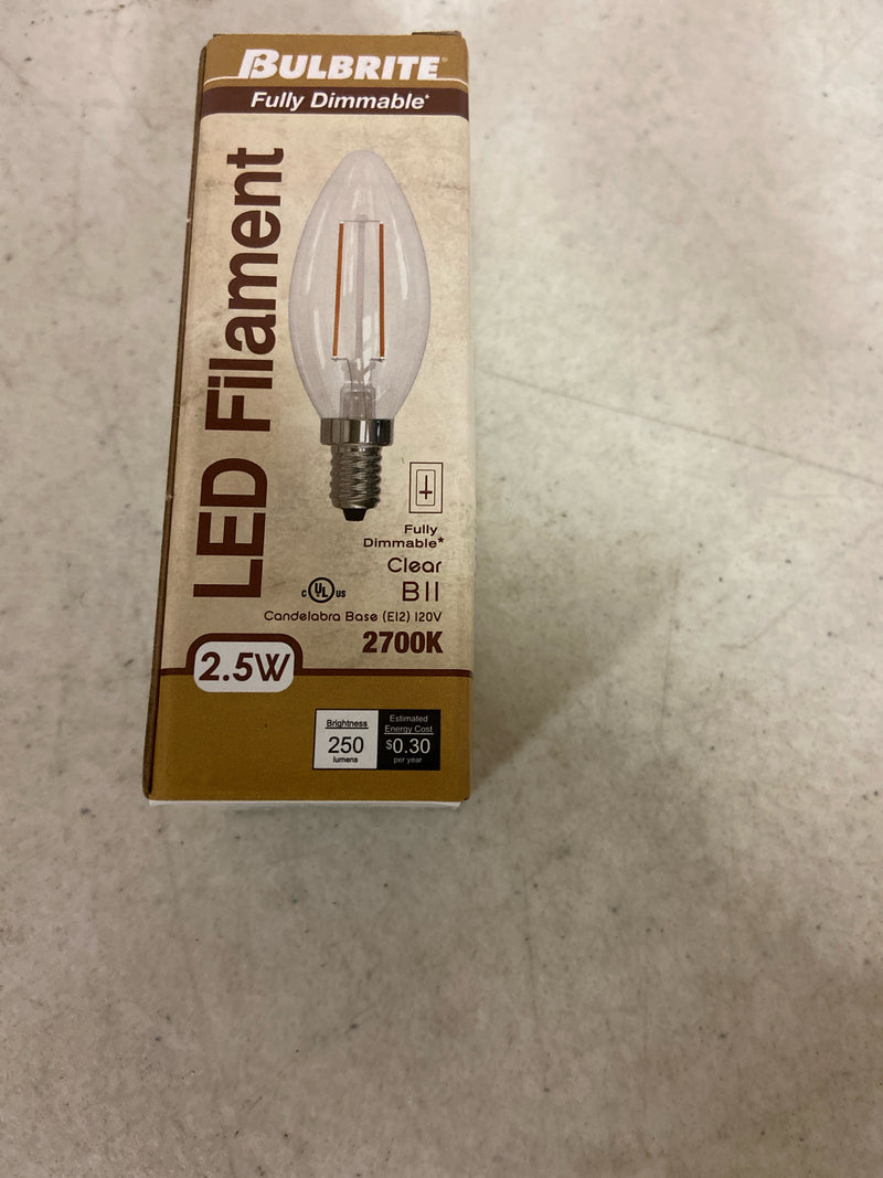 Bulbrite 861412 25 - Watt Equivalent Warm White Light B11 (E12) Candelabra Screw Base Dimmable Clear 2700K LED Light Bulb (4-Pack)