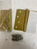 Emtek 91024US4 4" x 4" Plain Bearing 1/4" Radius Corners Mortise Hinge - Pair - Satin Brass