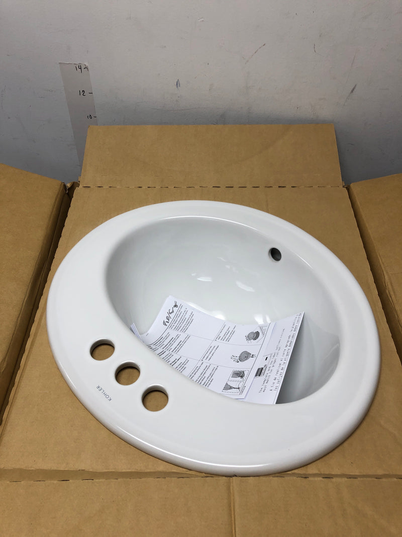 Kohler K-2196-4-0 Pennington 20-1/4" Drop In Bathroom Sink with 3 Holes Drilled and Overflow - White