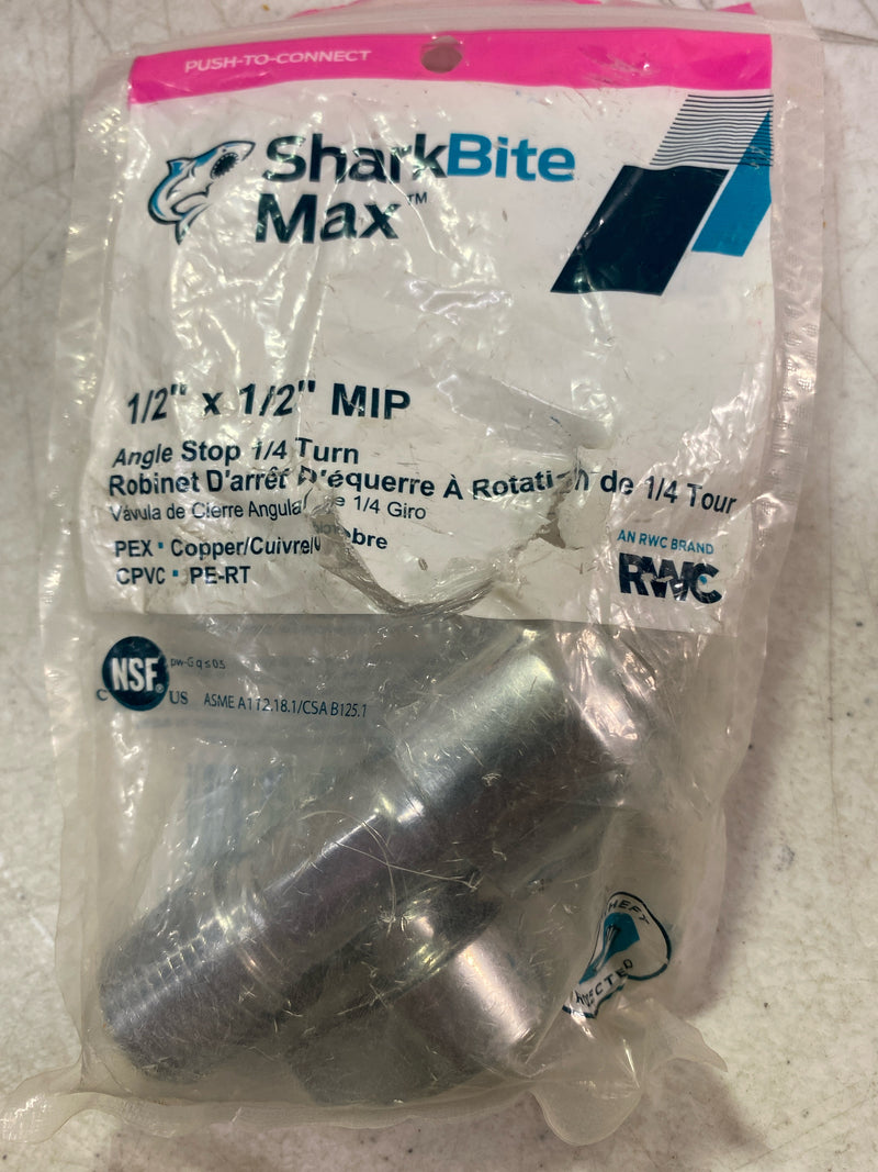 SharkBite Max 1/2 x 1/2 Inch MIP Straight Stop Valve, Quarter Turn, Push to Connect Brass Plumbing Fitting, PEX Pipe, Copper, CPVC, PE-RT, HDPE, UR24947