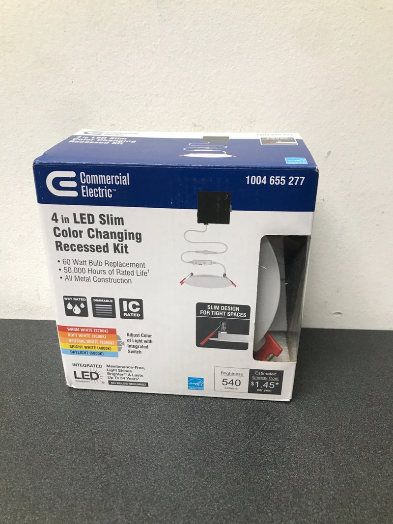 Commercial electric 91469 Ultra Slim 4 in. Color Selectable New Construction and Remodel Canless Recessed Integrated LED Kit