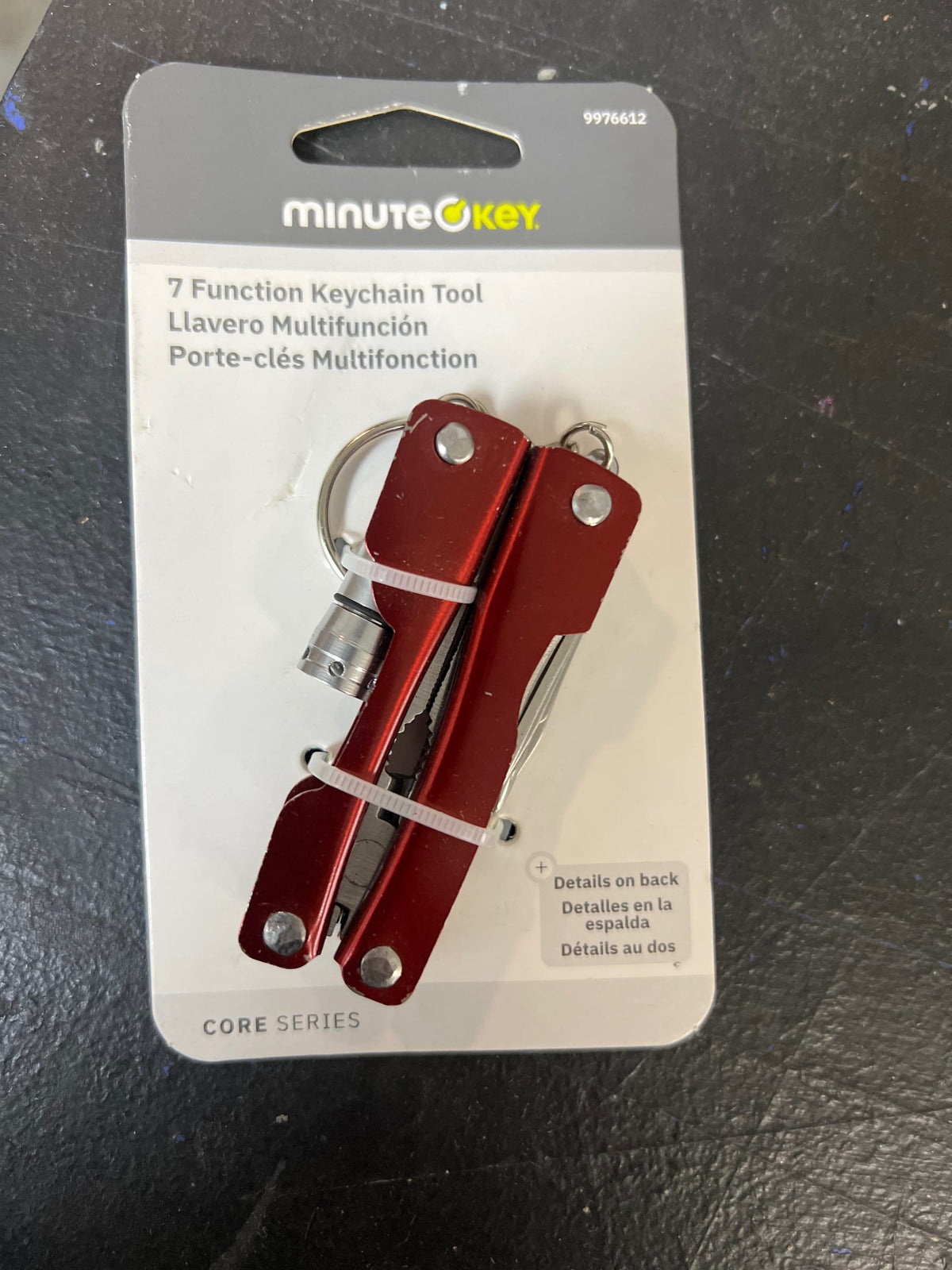 Key Chain Tool 7 Function Pliers Wire Knife Screwdriver Can Opener LED Light Red