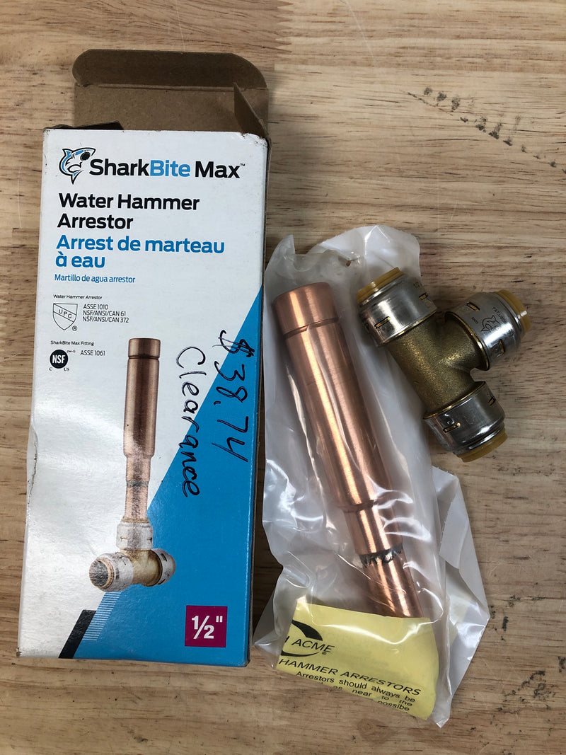 Sharkbite UR22630 Max 1/2 in. Push-to-Connect Brass Residential Water Hammer Arrestor Tee