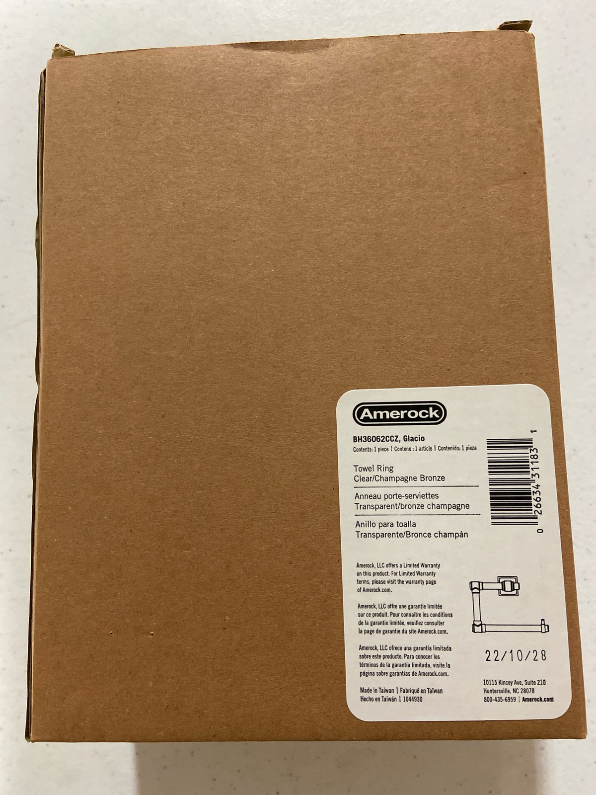 Amerock BH36062CCZ Glacio 5-7/16" Wall Mounted Towel Ring - Champagne Bronze