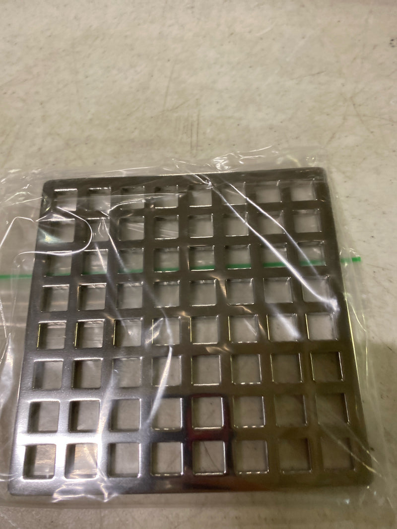 Infinity Drains QS 5 PS - 5” Decorative Top Plate - Squares Pattern for Q 5, QD 5, QDB 5 in polished stainless