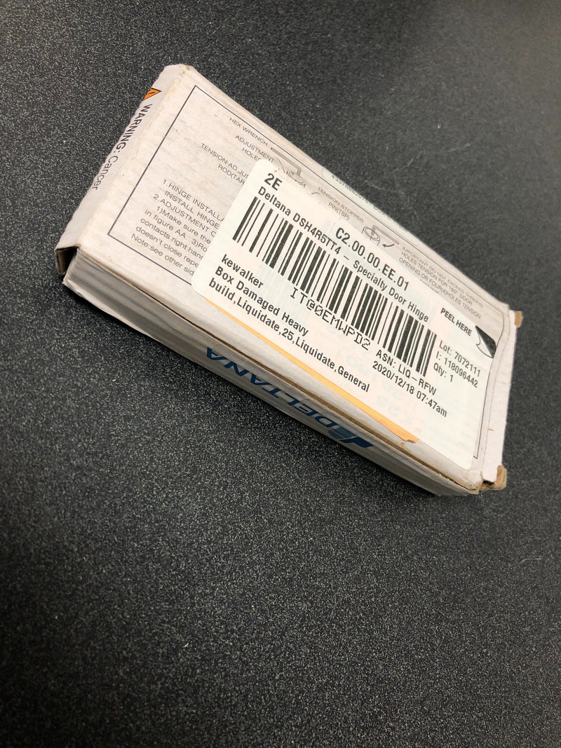 Deltana DSH4R5TT4 4" x 4" Square Corner Mortise Spring Hinge - Single Hinge - Satin Brass