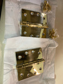 Deltana DSB4B3-UNL 4" x 4" Solid Brass Square Corner Ball Bearing Full Mortise Hinge - Pair - Unlaquered