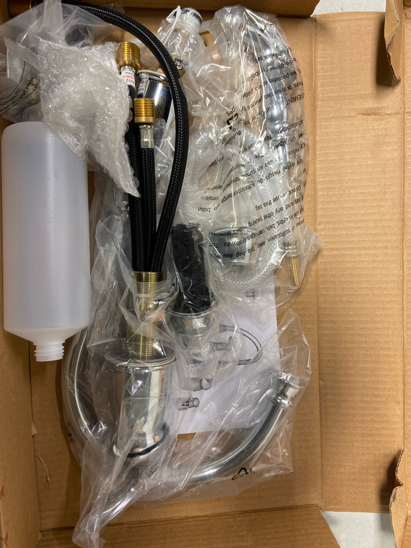 Pfister GT26-4CBC Avalon Single Handle High-Arc Standard Kitchen Faucet with Side Sprayer and Soap Dispenser in Polished Chrome