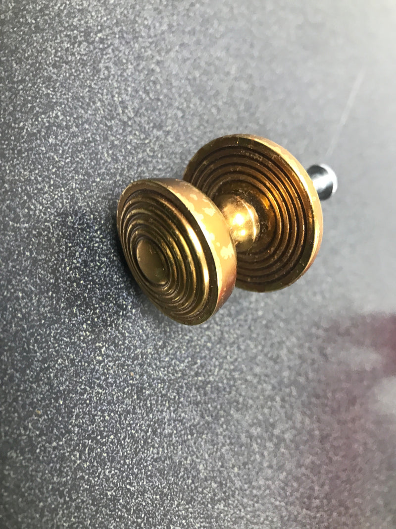 Schaub and Company 967M-PAR Sonata 1-1/8" Luxury Designer Ringed Round Solid Brass Cabinet Knob - Paris Brass