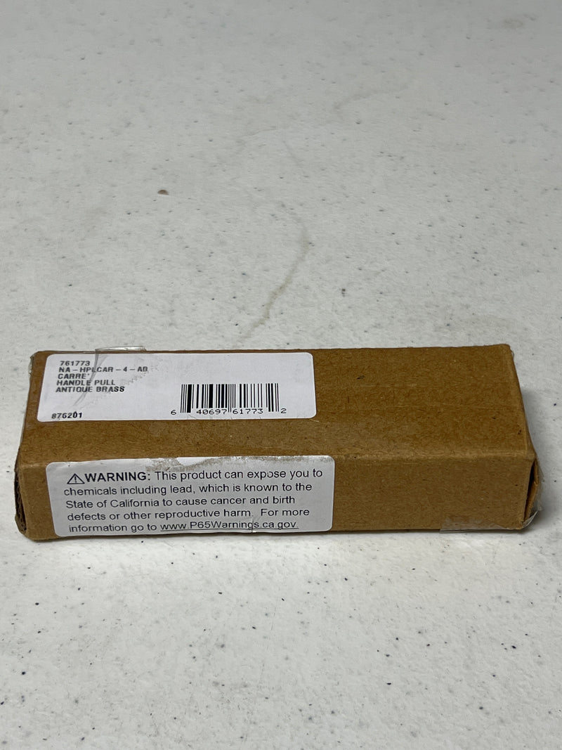 Nostalgic Warehouse 761773 Carre 4 Inch Center to Center Handle Cabinet Pull - Antique Brass