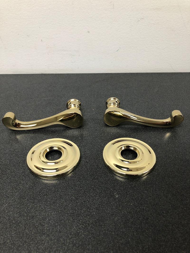 Baldwin 5445V003FD 5445V Non-Turning Two-Sided Dummy Door Lever Set with 5048 Rose from the Estate Collection - Lifetime Polished Brass