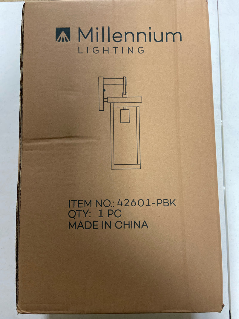ML Lighting | Barkeley Collection | 42601-PBK | 16" Modern One Bulb Outdoor Steel Small Wall Sconce | Anti-Rust Powder Coat Black with Clear Glass Shade | Exterior Ambient Light for Safety