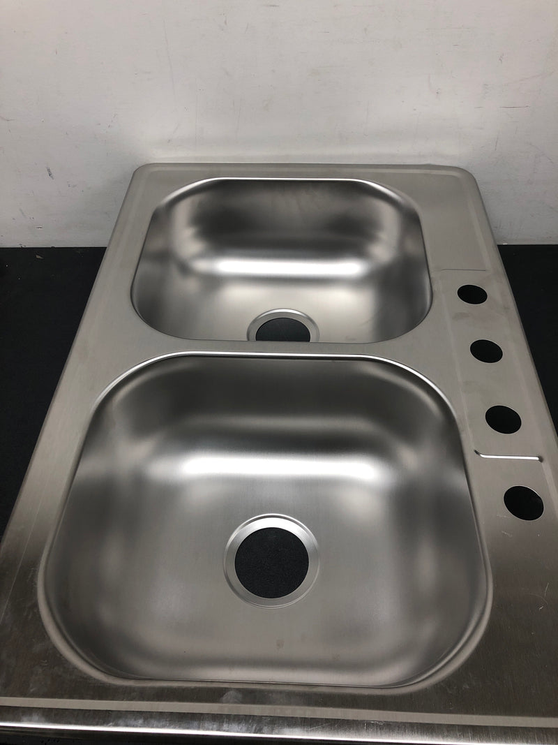 Elkay DD233224 Dayton 33 in. 4-Hole Double Bowl Drop In Stainless Steel Kitchen Sink, 22 Gauge
