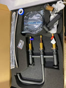 VIGO Cass 12'' H Double Handle Widespread Bridge Kitchen Faucet with Pull-Out Sprayer in Matte Black-VG02051MB