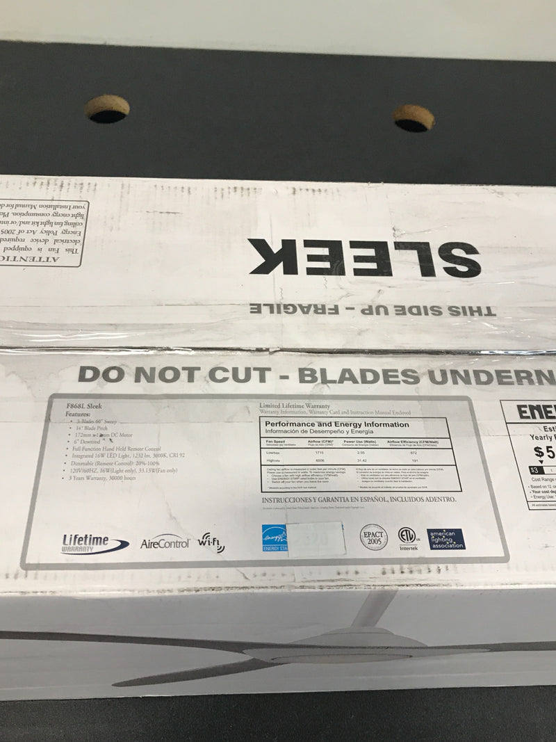 Minka Aire Sleek 60-in Flat White LED Indoor Smart Ceiling Fan with Remote (3-Blade)