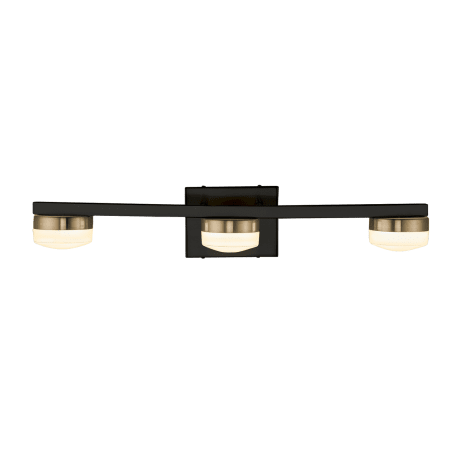 Justice Design Group FSN-8993-OPAL-MBBR Fusion 3 Light 24" Wide LED Bathroom Vanity Light - Matte Black / Brass