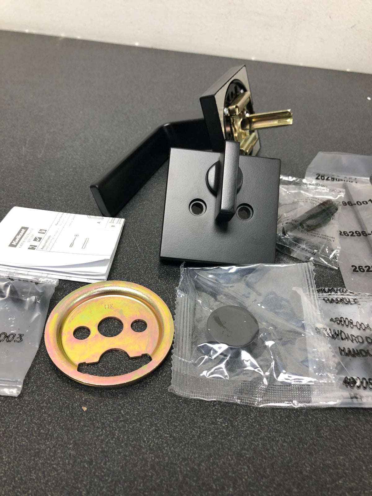 Kwikset 971SALSQT-514 Singapore Lever Single Cylinder Interior Pack with Square Rose for Handlesets - Matte Black
