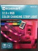 Ecosmart LR431U-7.2X5IR3 32.8 ft. RGB Color Changing Dimmable LED Strip Light with Remote Control