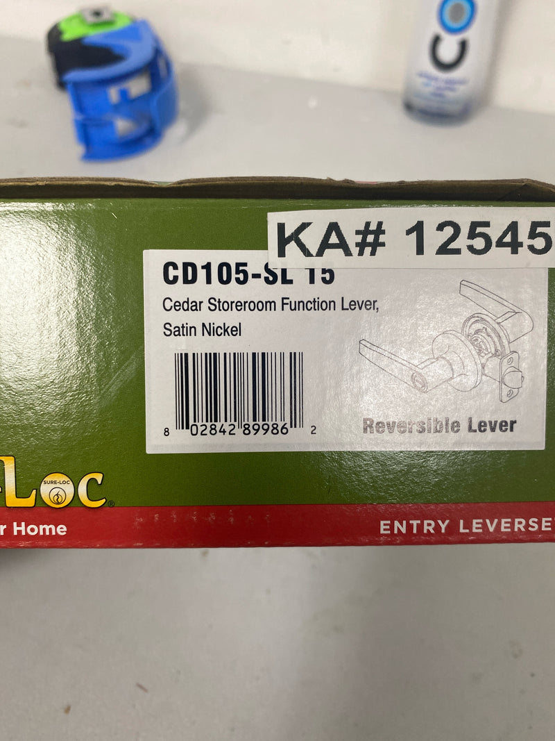 Sure-Loc CD105-SL 15 Cedar Single Cylinder Keyed Entry Door Lever Set with Round Rose - Satin Nickel