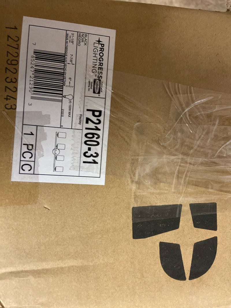 Progress Lighting P2160-31 Replay 4 Light 31" Wide Bathroom Vanity Light with Etched Glass Shades - Black