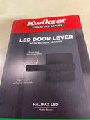 Kwikset 720HFLSQTLED-514 Halifax LED Passage Door Lever Set with Square Rose - Matte Black