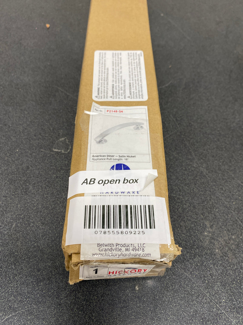 Hickory hardware P2148-SN American Diner 18 in. Modern Appliance Cabinet Pull Satin Nickel Handle for Kitchen, Bathroom, and Furniture (1 Pack)