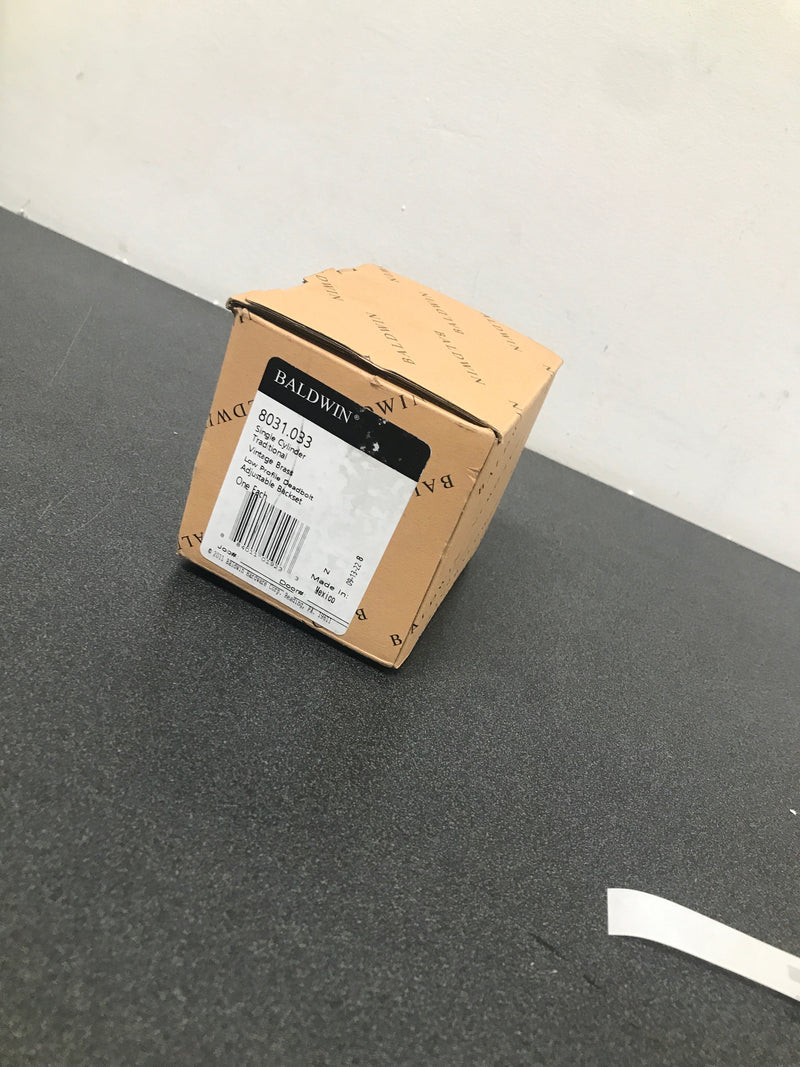 Baldwin 8031033 Traditional Solid Brass Single Cylinder Keyed Entry Deadbolt from the Estate Collection - Vintage Brass