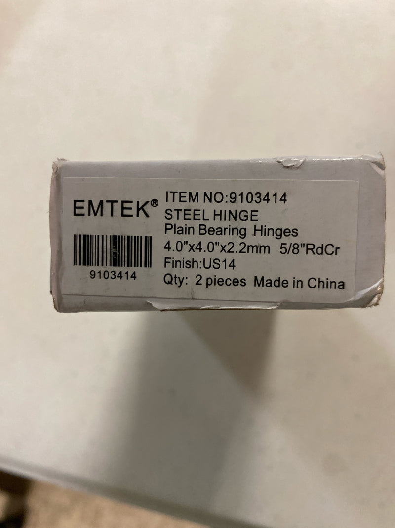 Emtek 9100 Steel Hinges (Pair) - SD - 5/8" Radius Corner - 4" x 4" - 9103414 - Polished Nickel (US14)