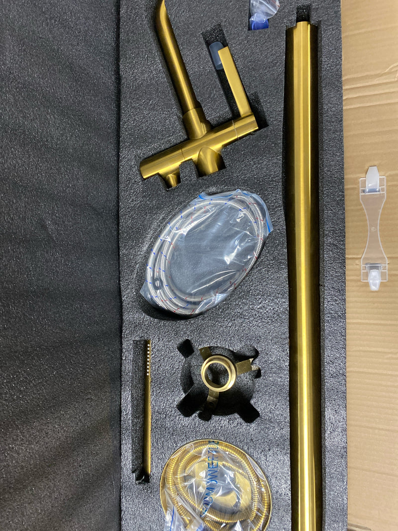 Miseno 109215-BTF-BG Delara Floor Mounted Tub Filler - Includes Hand Shower - Brushed Gold