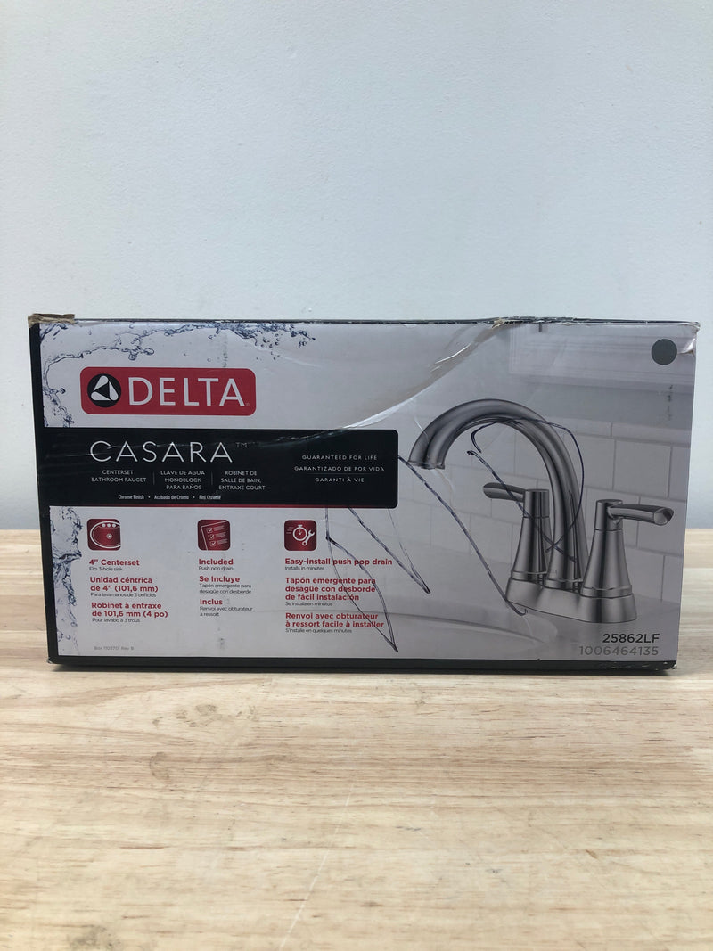 Delta 25862LF Casara 4 in. Centerset Double Handle Bathroom Faucet in Polished Chrome