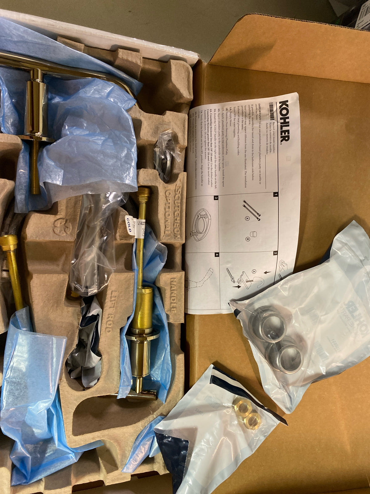 Kohler K-14410-4-AF Purist 1.2 GPM Widespread Bathroom Faucet with Pop-Up Drain Assembly - French Gold