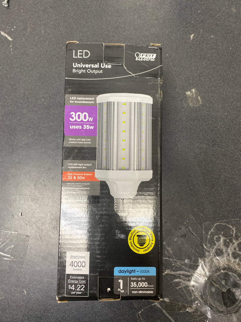 Feit electric C4000/5K/LEDG2/HDRP 300-Watt Equivalent Corn Cob E26 with E39 Mogul Adapter High Lumen HID Utility LED Light Bulb Daylight (5000K) (1-Bulb)