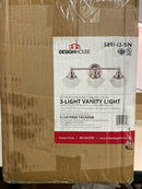 Design House Vintage-Inspired Schoolhouse 3-Light Dimmable Vanity Light, 23.125 in x 7.625 in x 9.5 in, Satin Nickel, Clear Seeded Glass Shades, 589143-SN