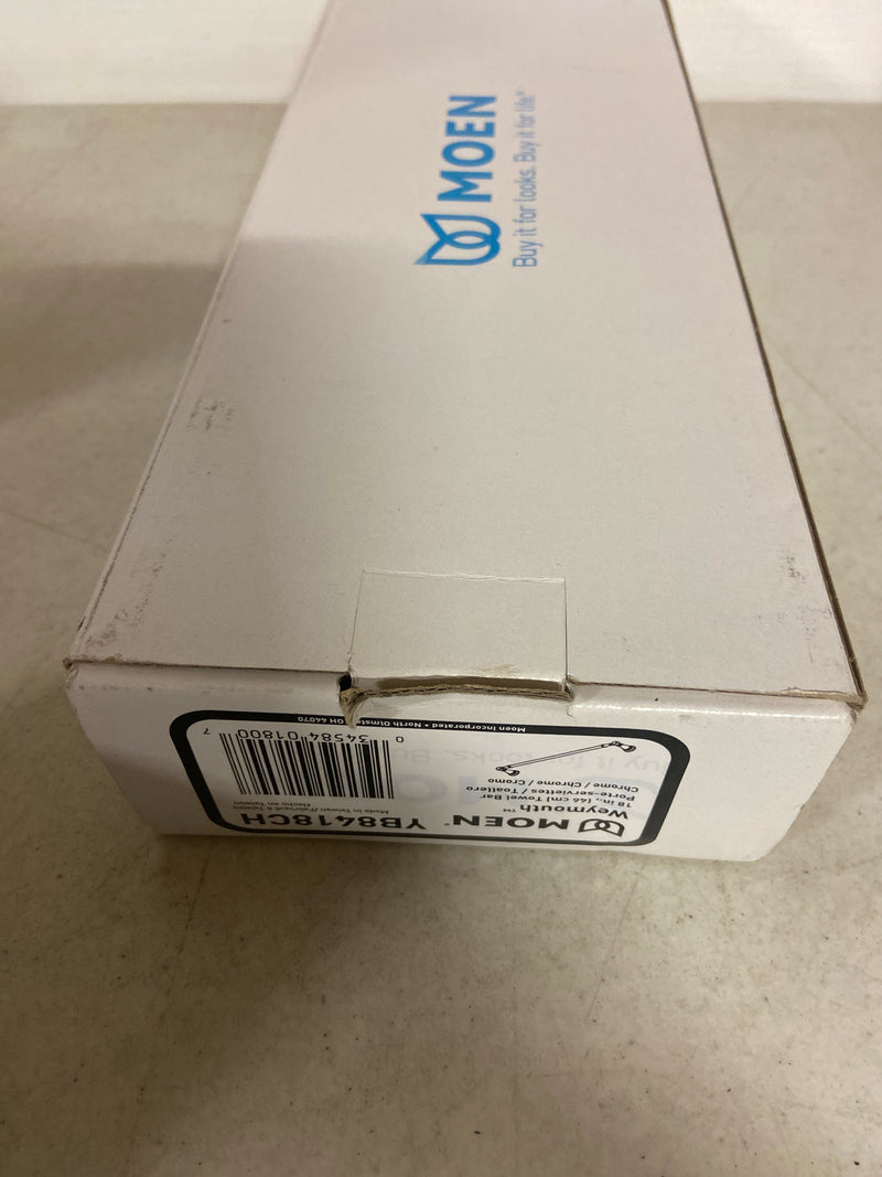 Moen YB8418CH Weymouth 18 in. Wall Mounted Single Towel Bar in Chrome