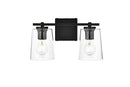 Living District Kacey 2-Light Iron & Glass Bath Sconce in Brass/Clear