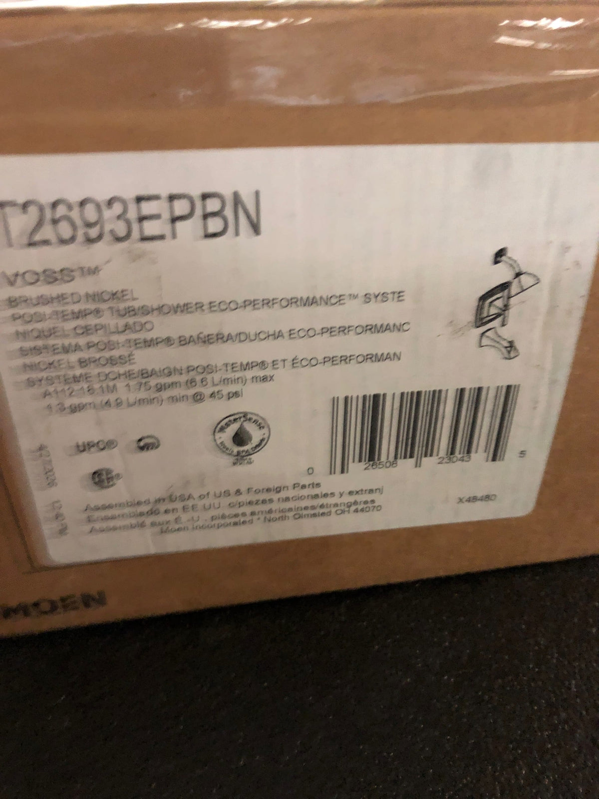 Moen T2693EPBN Voss Posi-Temp Pressure Balanced Tub and Shower Trim with 1.75 GPM Shower Head and Tub Spout - Less Valve - Brushed Nickel