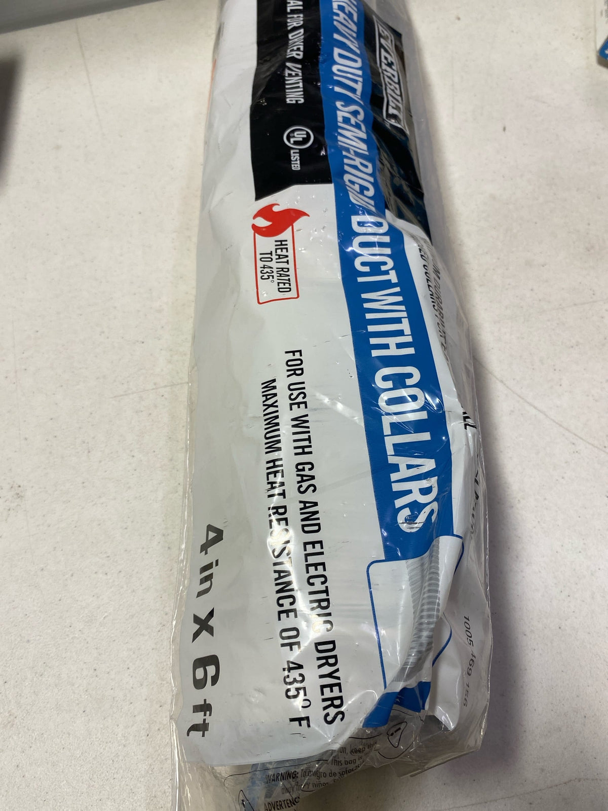 Everbilt MFX46C2ULHD12 4 in. x 6 ft. Heavy Duty Aluminum Duct with Collars