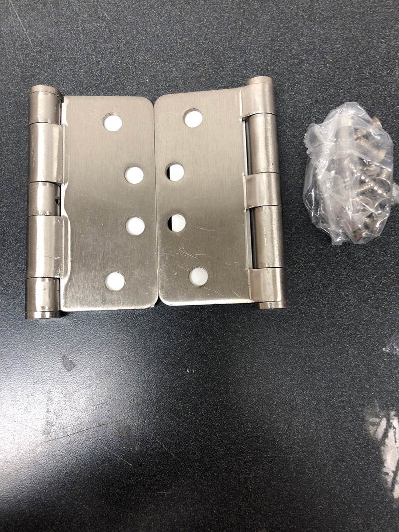 Deltana S44R4HDN15 4" x 4" Plain Bearing 1/4" Radius Corners Mortise Hinge - Pair - Satin Nickel