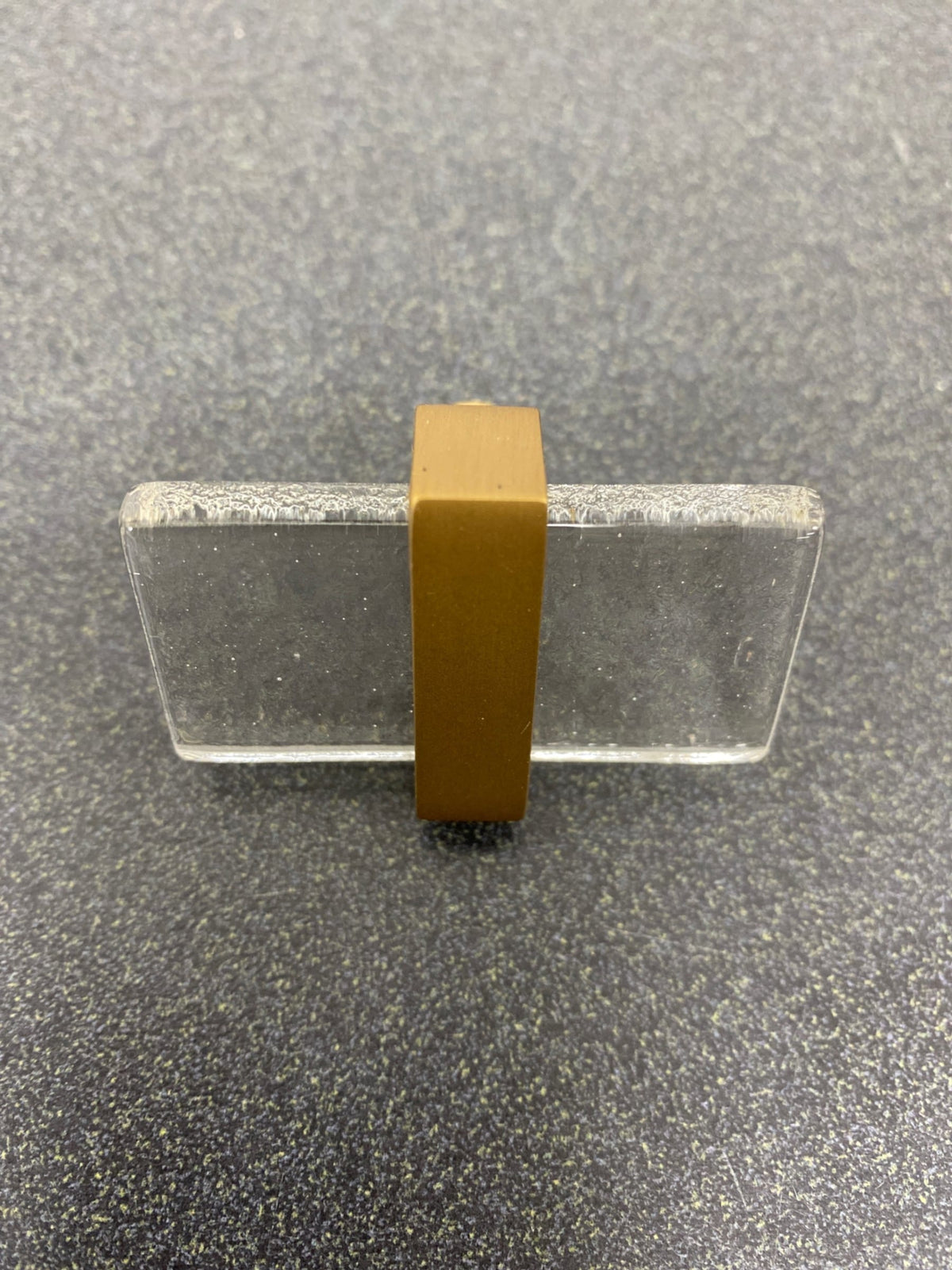 Sietto K-1900-SB Adjustable 2 Inch Long Rectangular Cabinet Knob with Clear Glass - Satin Brass